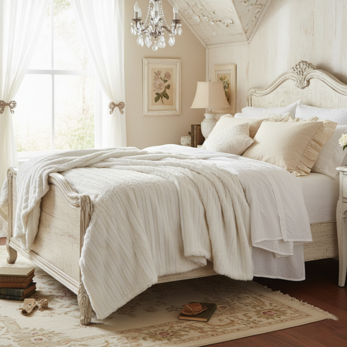 White Ivory Polar Faux Fur Sherpa Throw Blanket