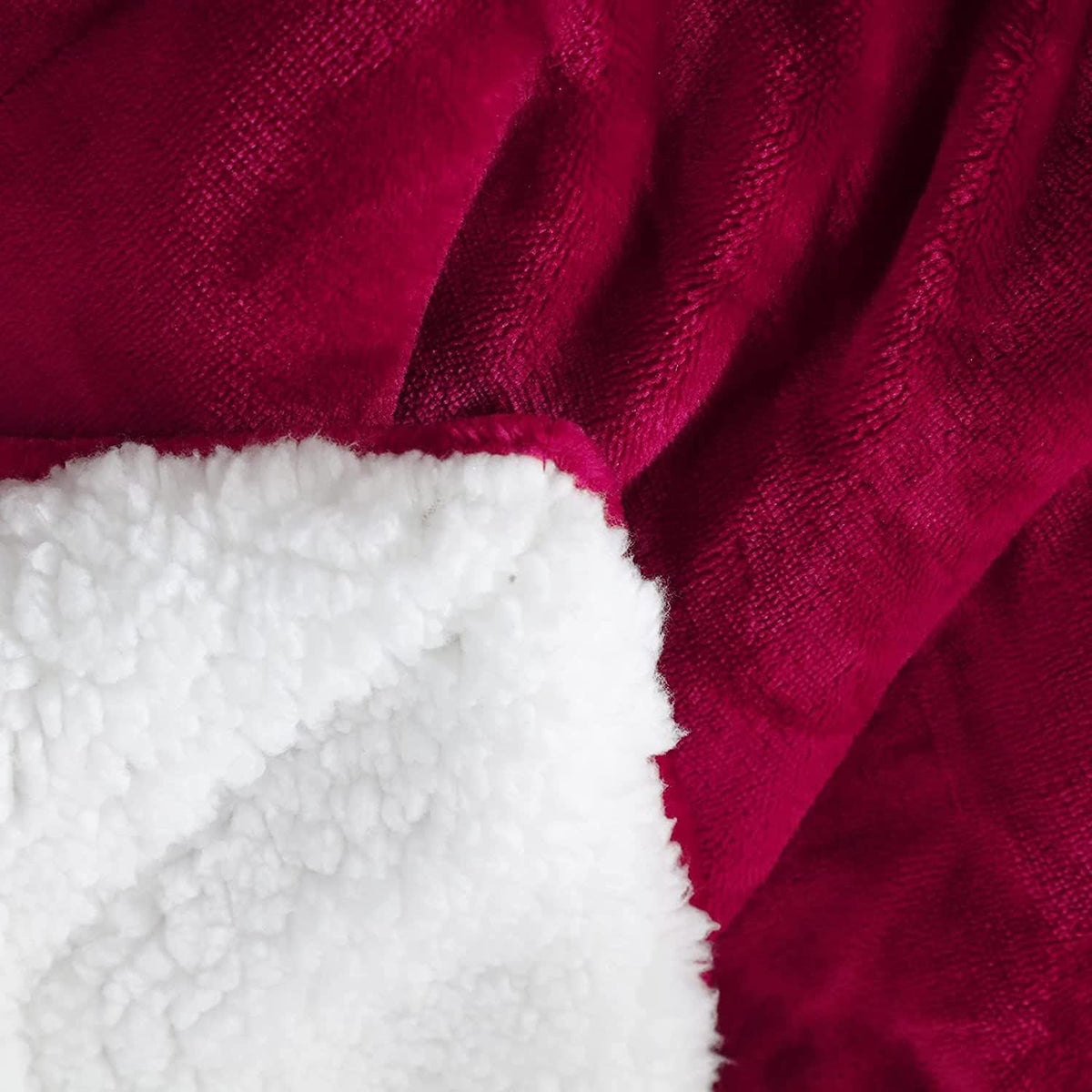 Holiday Red Microfleece Sherpa Back Throw Blanket