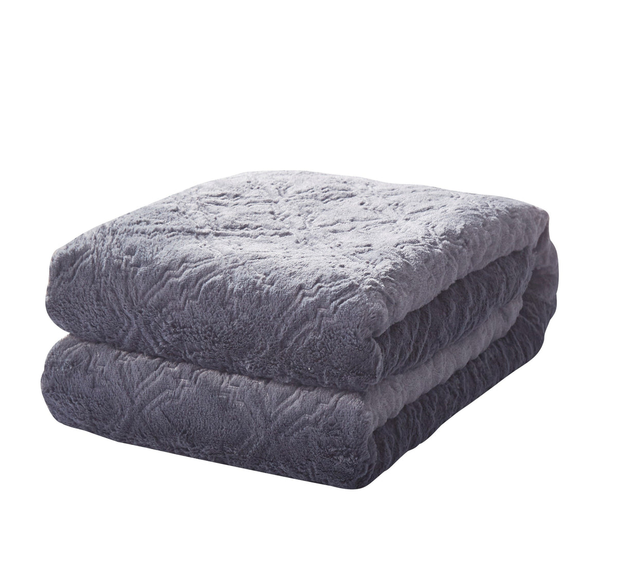 Steel Navy Blue Faux Fur Diamond Trellis Throw Blanket