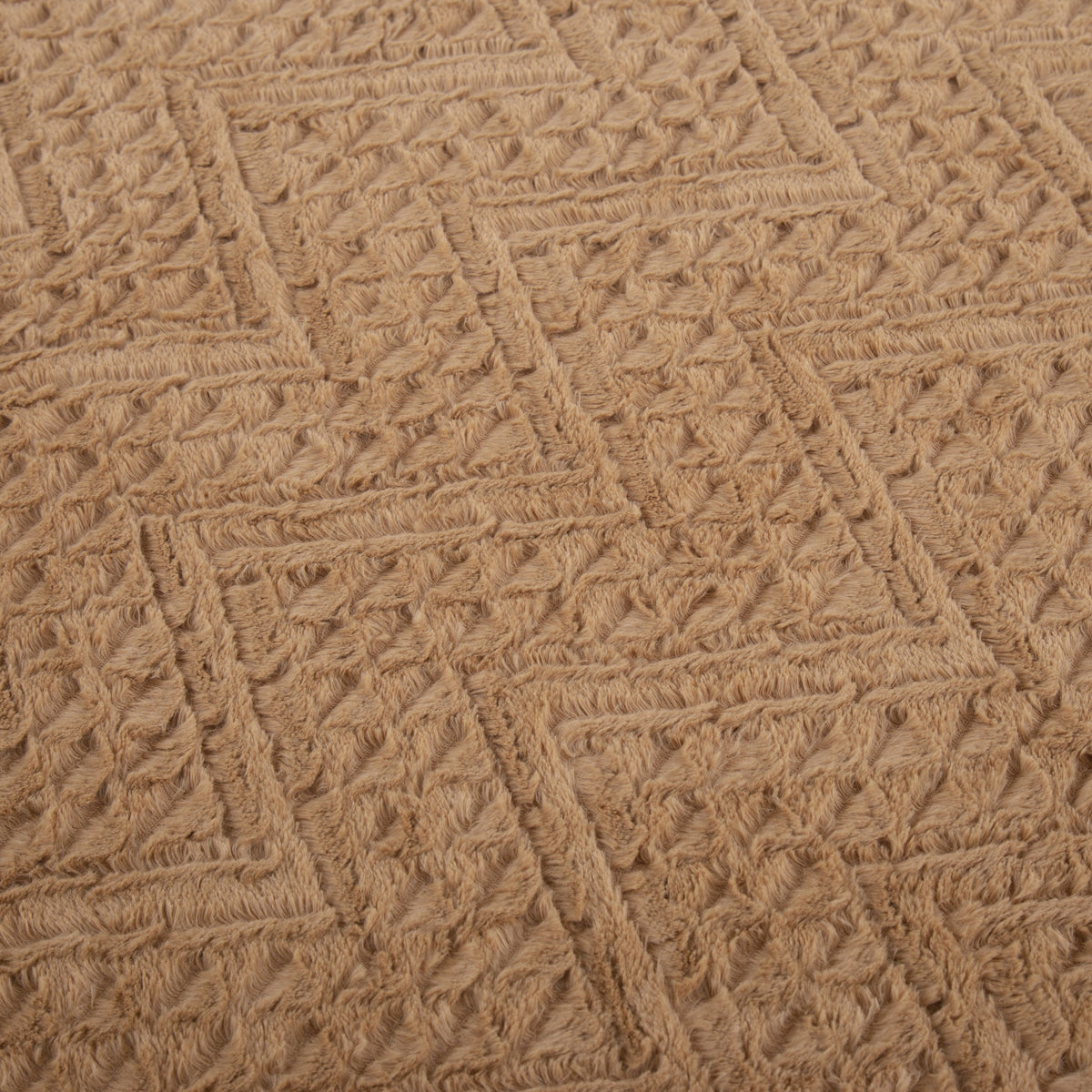 Caramel Brown Faux Fur Chevron Geometric Throw Blanket