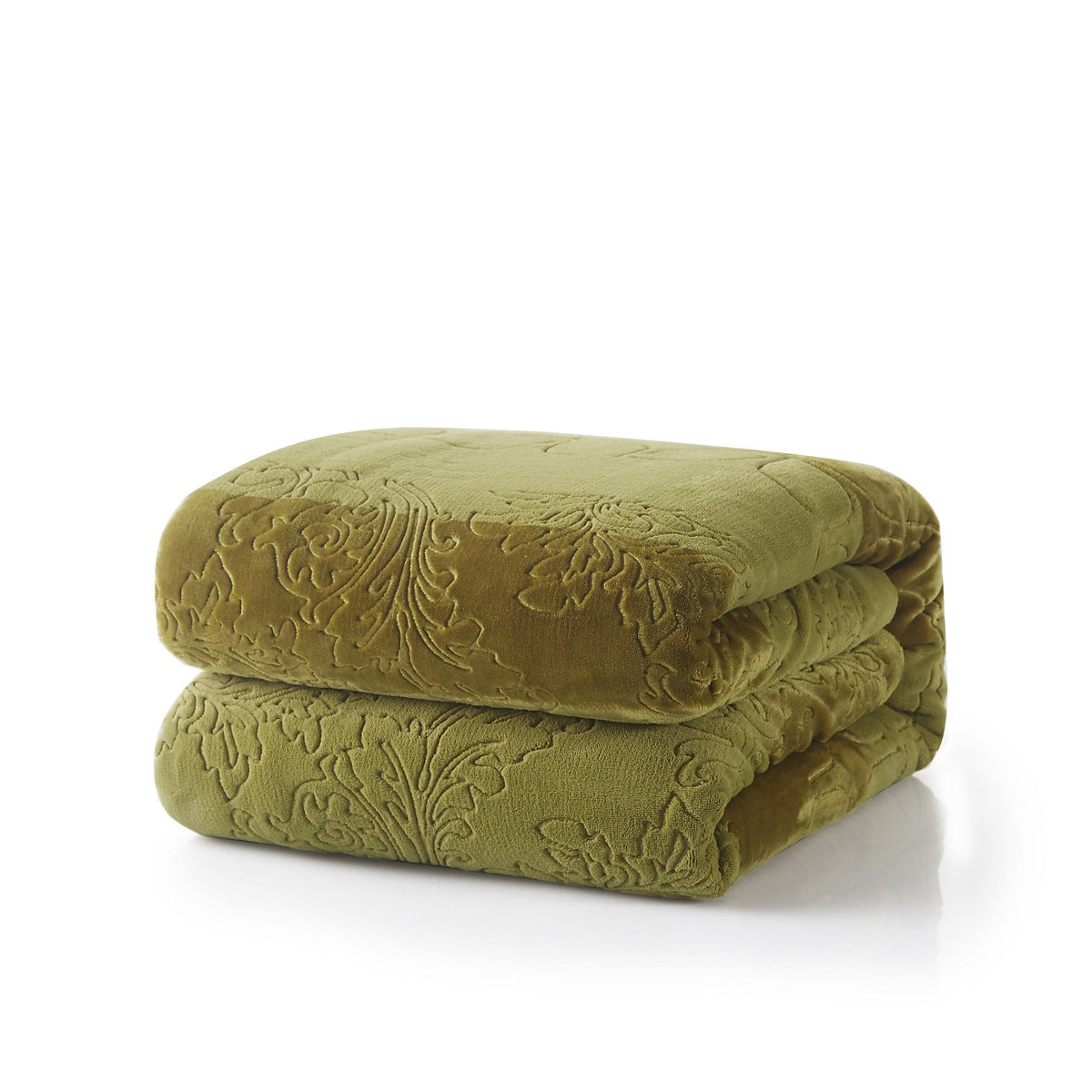 Green Olive Chartreuse Sherpa Embossed Throw Blanket