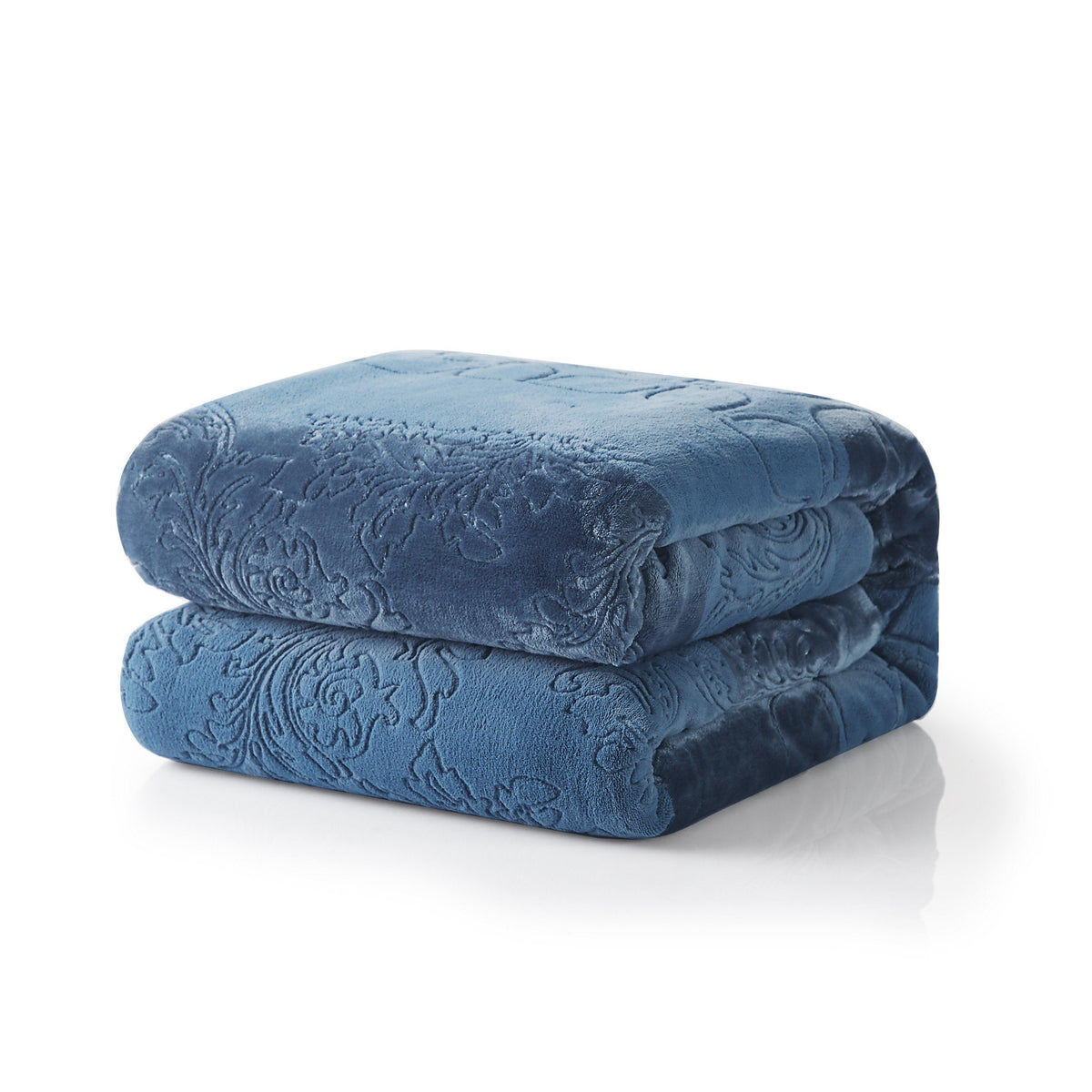 Grey Blue Sherpa Embossed Throw Blanket