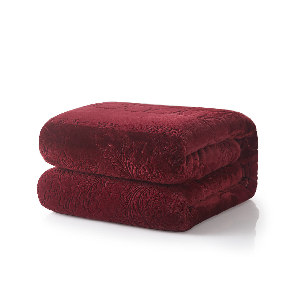 Merlot Red Reversible Sherpa Embossed Throw Blanket