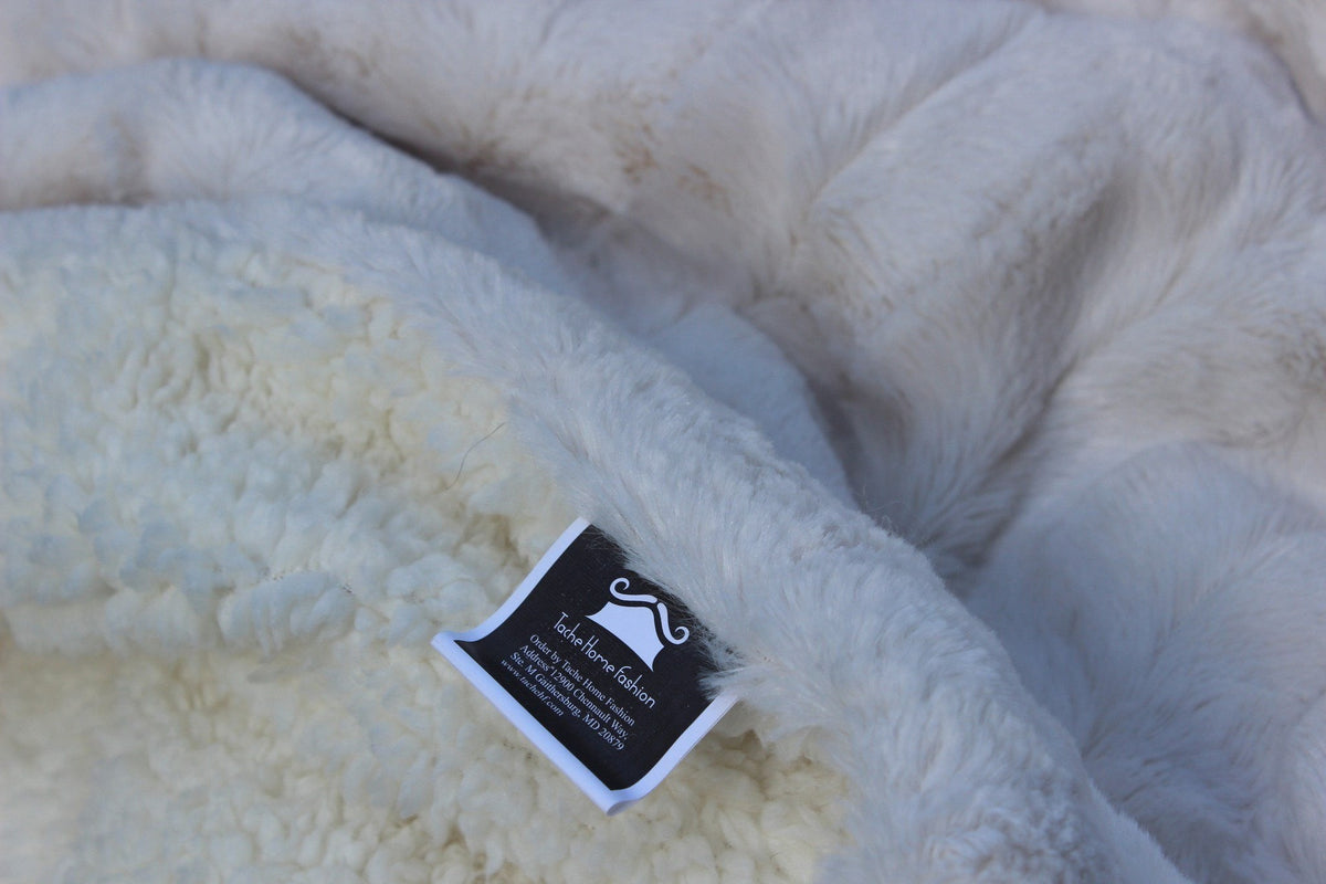 White Ivory Polar Faux Fur Sherpa Throw Blanket