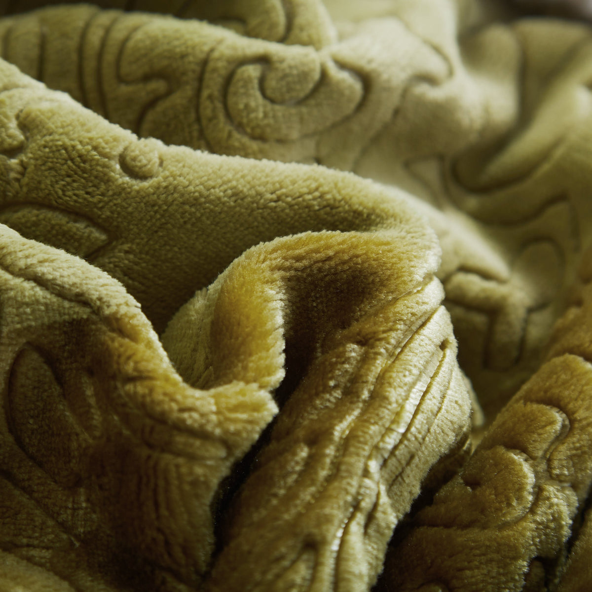 Green Olive Chartreuse Sherpa Embossed Throw Blanket