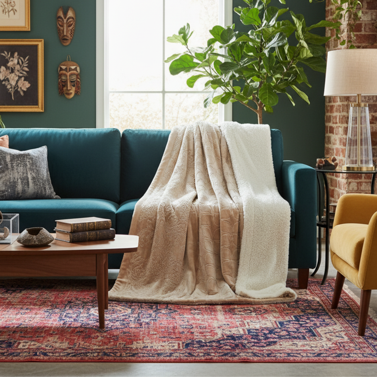 Champagne Beige Sherpa Bubbly Embossed Throw Blanket