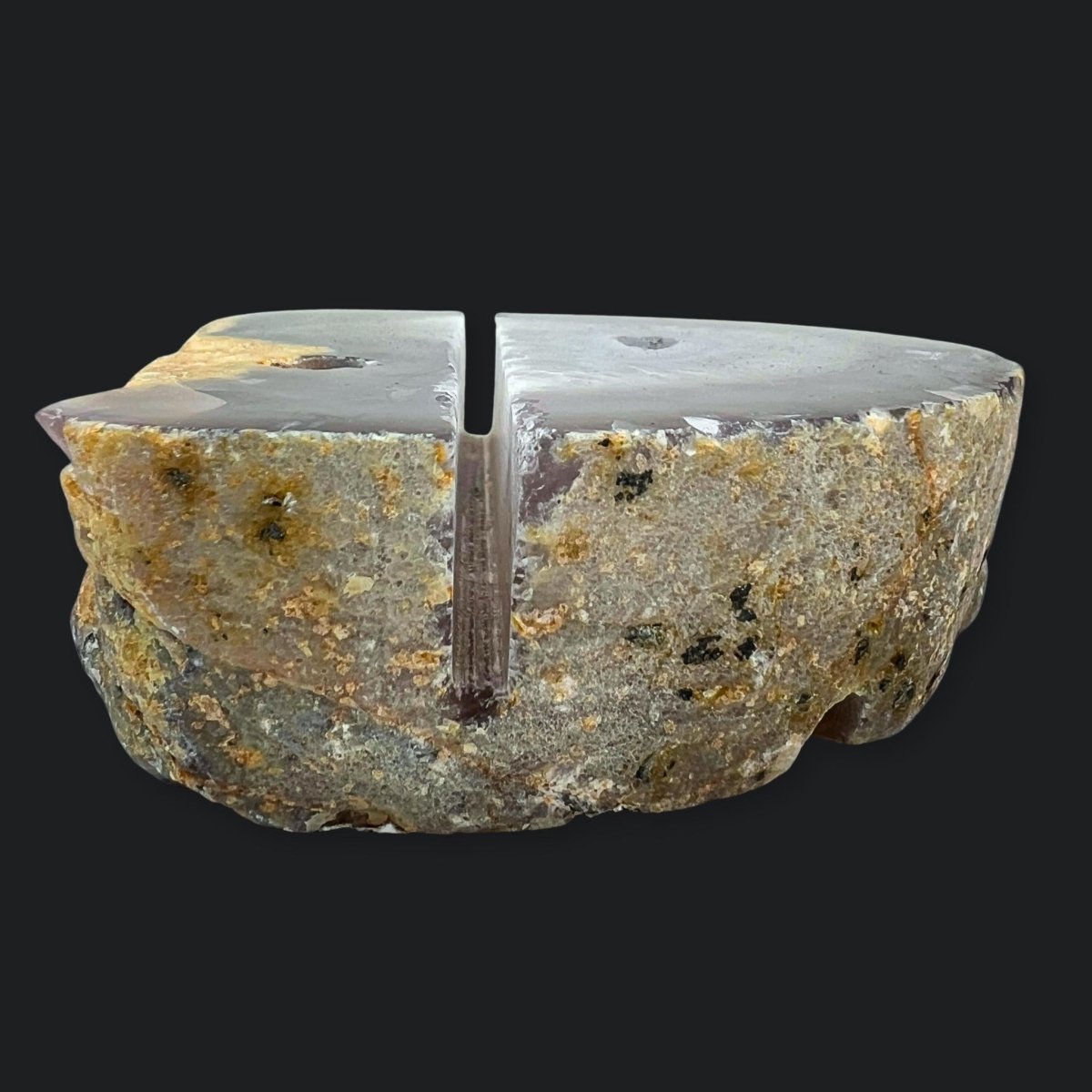 Natural Agate Geode Pen & Card Holder — Unique Desk Decor