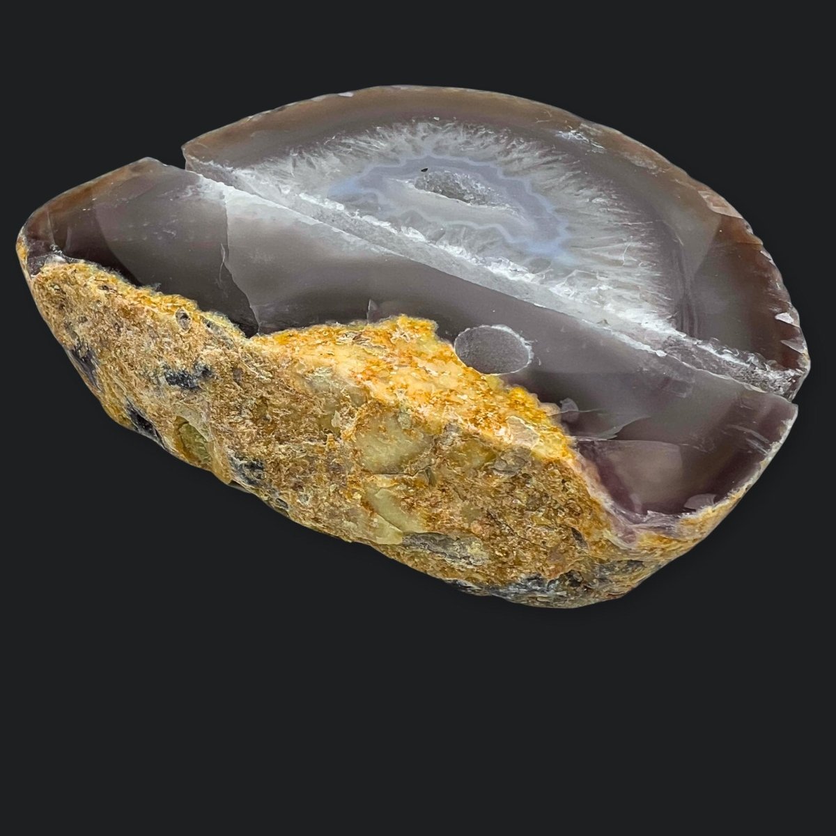 Natural Agate Geode Pen & Card Holder — Unique Desk Decor