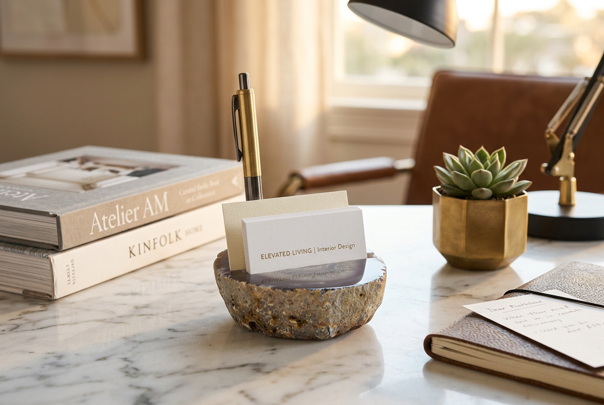 Natural Agate Geode Pen & Card Holder Lifestyle
