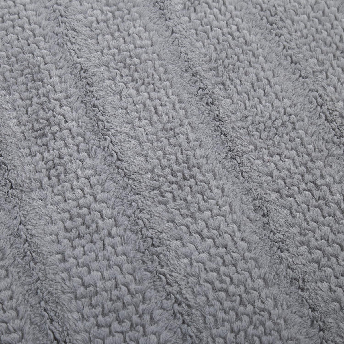 Dark Grey Faux Fur Bubble Textured Striped Throw Blanket