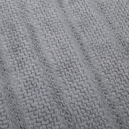 Dark Grey Faux Fur Bubble Textured Striped Throw Blanket