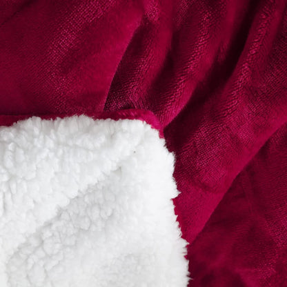 Holiday Red Microfleece Sherpa Back Throw Blanket