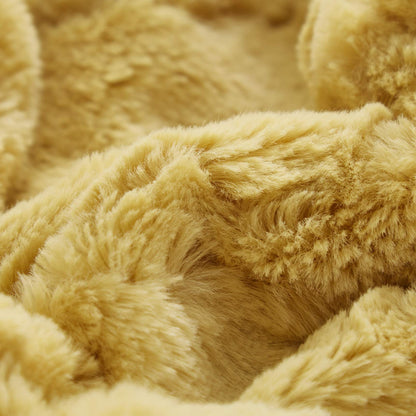 Mustard Yellow Faux Fur Moroccan Lattice Throw Blanket