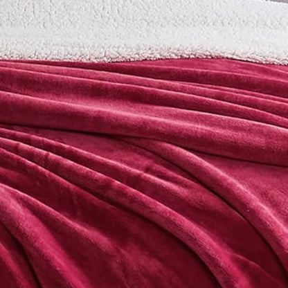 Holiday Red Microfleece Sherpa Back Throw Blanket