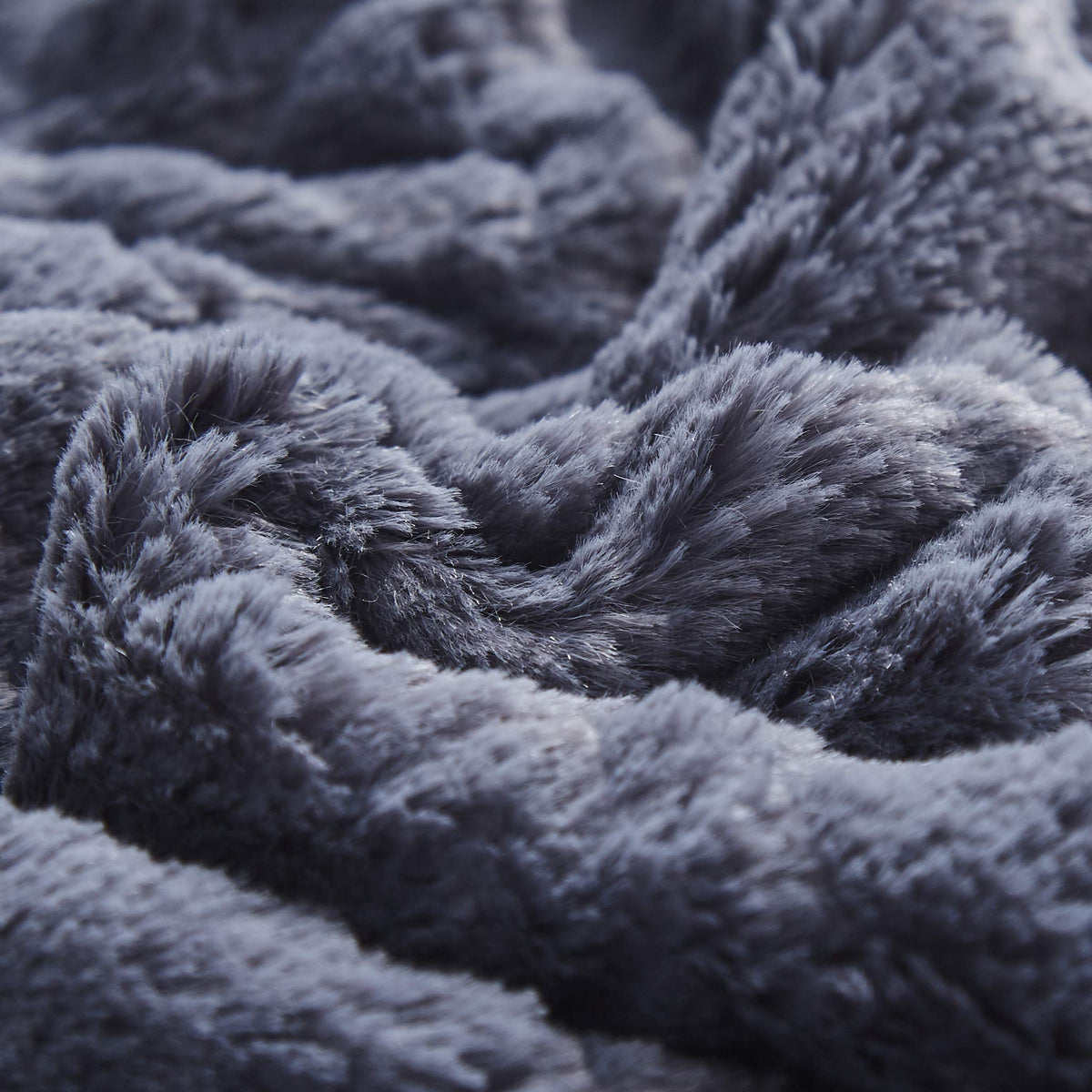 Steel Navy Blue Faux Fur Diamond Trellis Throw Blanket