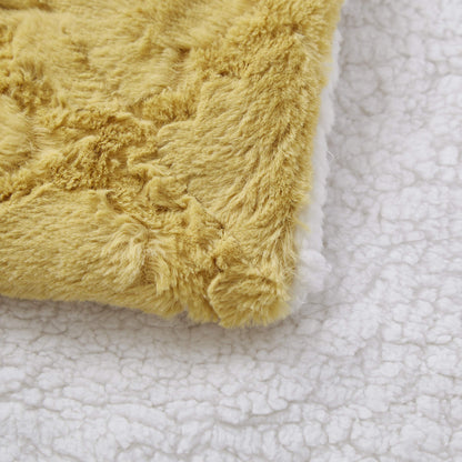 Mustard Yellow Faux Fur Moroccan Lattice Throw Blanket