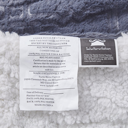 Steel Navy Blue Faux Fur Diamond Trellis Throw Blanket