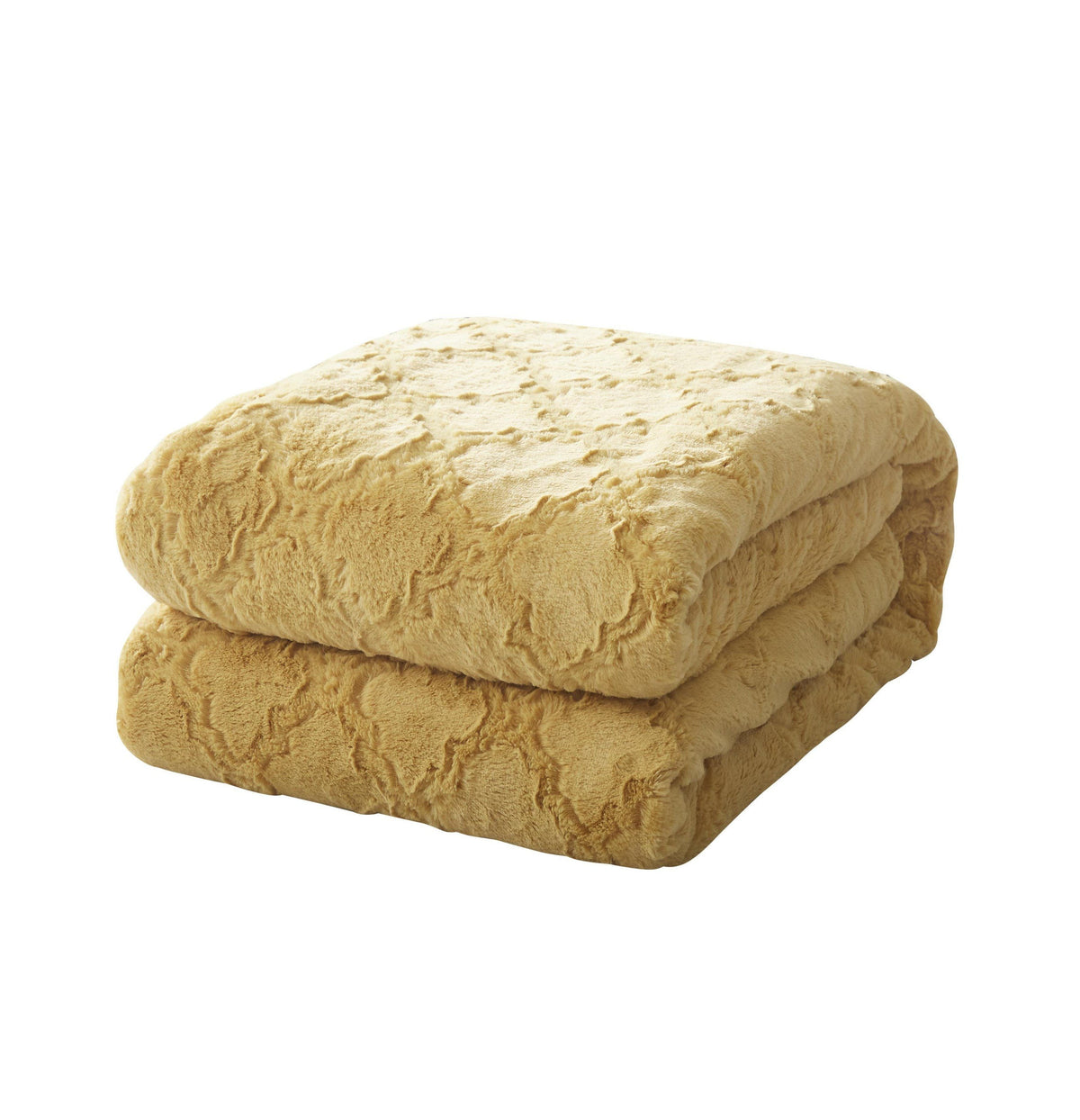 Mustard Yellow Faux Fur Moroccan Lattice Throw Blanket