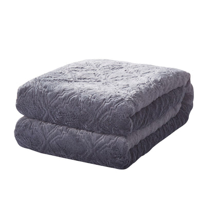Steel Navy Blue Faux Fur Diamond Trellis Throw Blanket