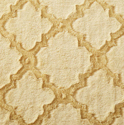 Mustard Yellow Faux Fur Moroccan Lattice Throw Blanket