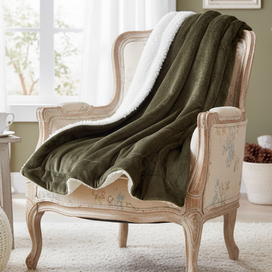 Evergreen Micro Fleece Sherpa Super Soft Throw Blanket