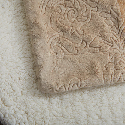 Champagne Beige Sherpa Bubbly Embossed Throw Blanket