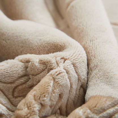 Champagne Beige Sherpa Bubbly Embossed Throw Blanket