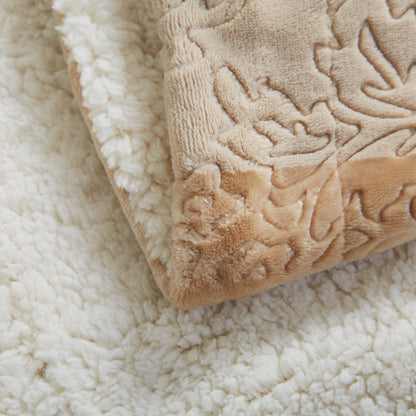 Champagne Beige Sherpa Bubbly Embossed Throw Blanket