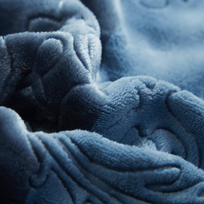 Grey Blue Sherpa Embossed Throw Blanket