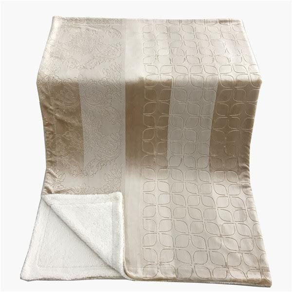 Champagne Beige Sherpa Bubbly Embossed Throw Blanket