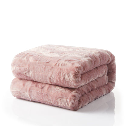 Dusty Rose Pink Faux Fur Throw Blanket