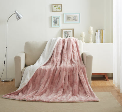 Dusty Rose Pink Faux Fur Throw Blanket