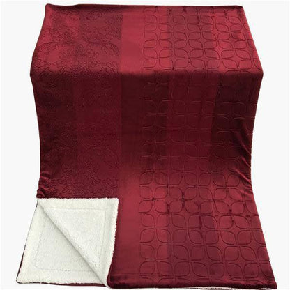 Merlot Red Reversible Sherpa Embossed Throw Blanket