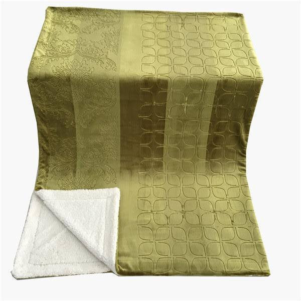 Green Olive Chartreuse Sherpa Embossed Throw Blanket