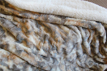 Cloud-Soft Russian Lynx Faux Fur Throw Blanket