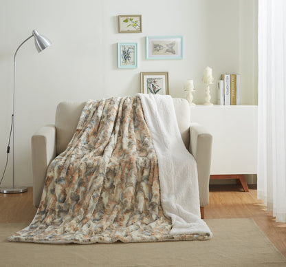 Cloud-Soft Russian Lynx Faux Fur Throw Blanket