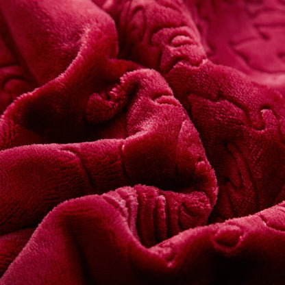 Merlot Red Reversible Sherpa Embossed Throw Blanket