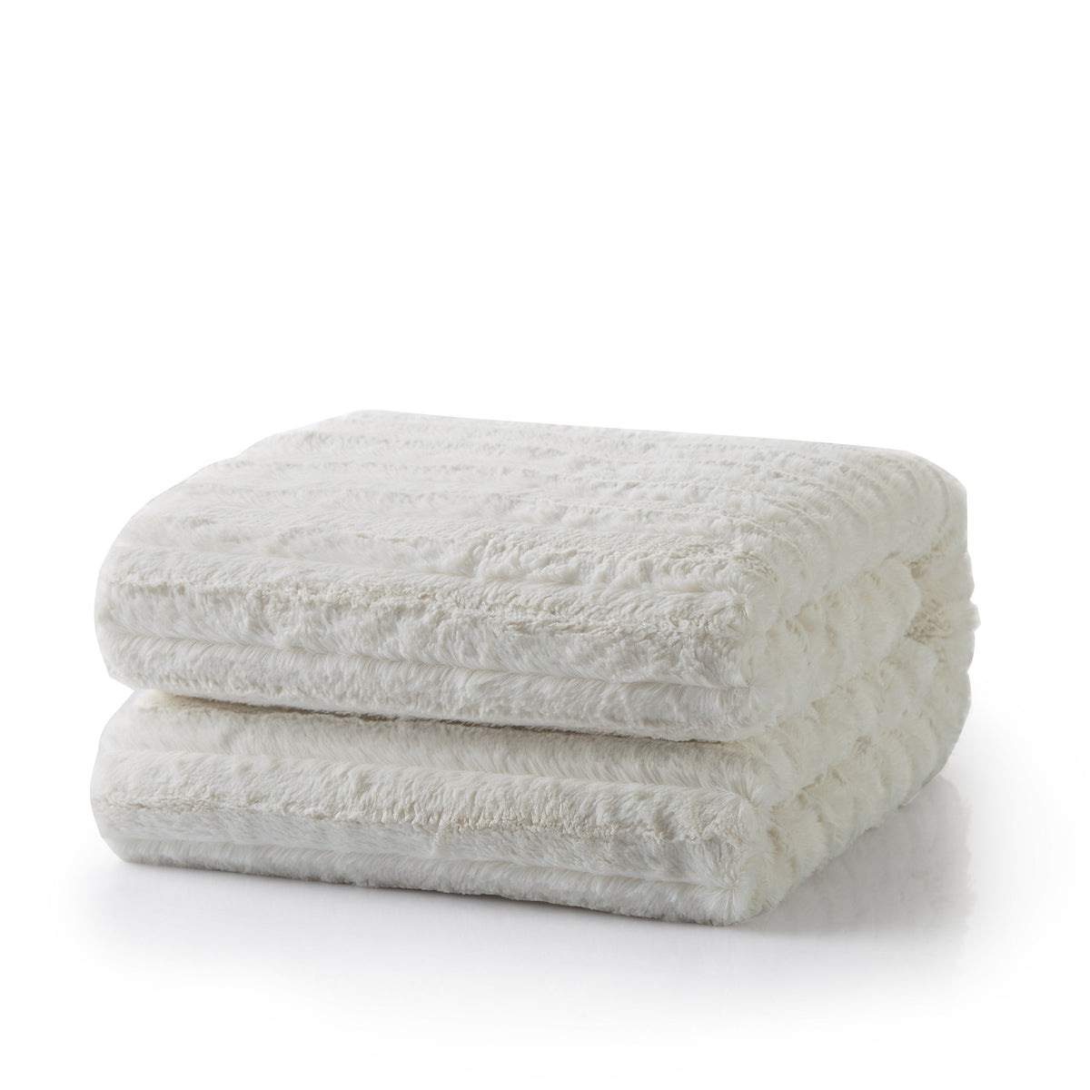 White Ivory Polar Faux Fur Sherpa Throw Blanket