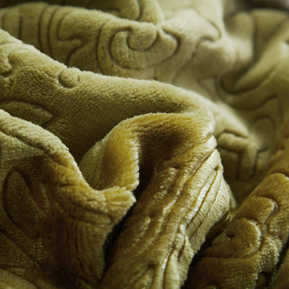 Green Olive Chartreuse Sherpa Embossed Throw Blanket