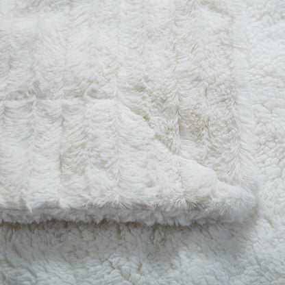 White Ivory Polar Faux Fur Sherpa Throw Blanket