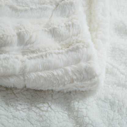 White Ivory Polar Faux Fur Sherpa Throw Blanket