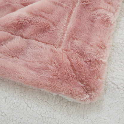 Dusty Rose Pink Faux Fur Throw Blanket
