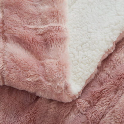 Dusty Rose Pink Faux Fur Throw Blanket