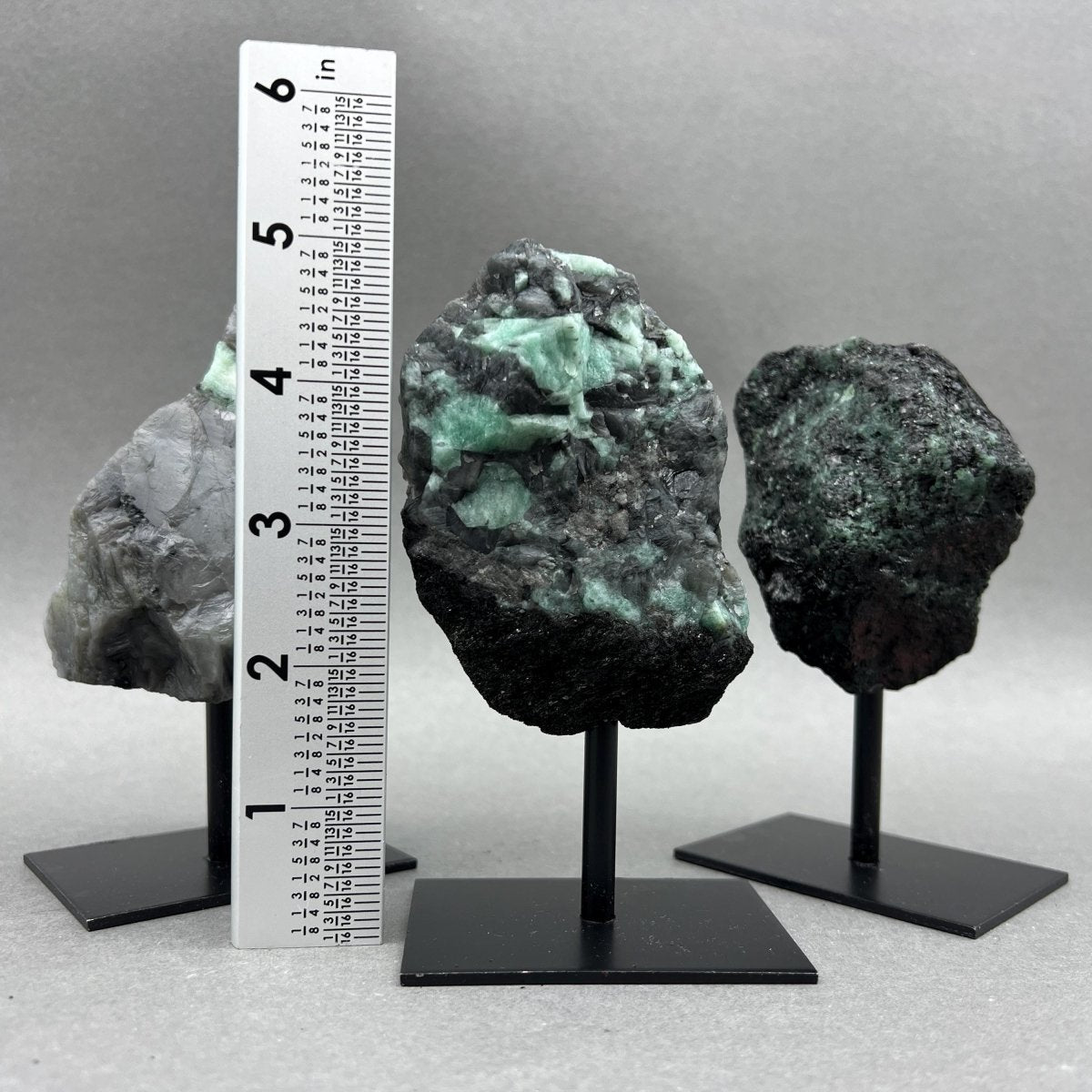 Raw Emerald Specimen on Metal Stand — Rare Crystal Display