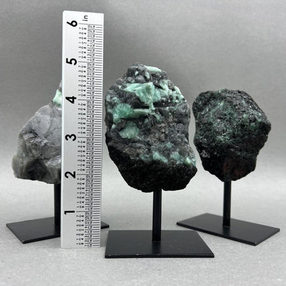 Raw Emerald Specimen on Metal Stand — Rare Crystal Display