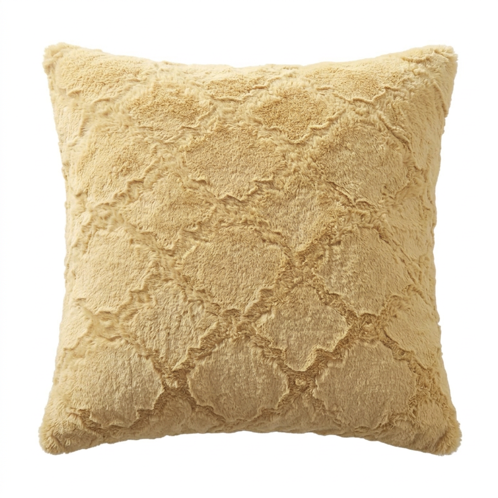 Mustard Yellow Faux Fur Pillow Cover | Shimmers & Throws