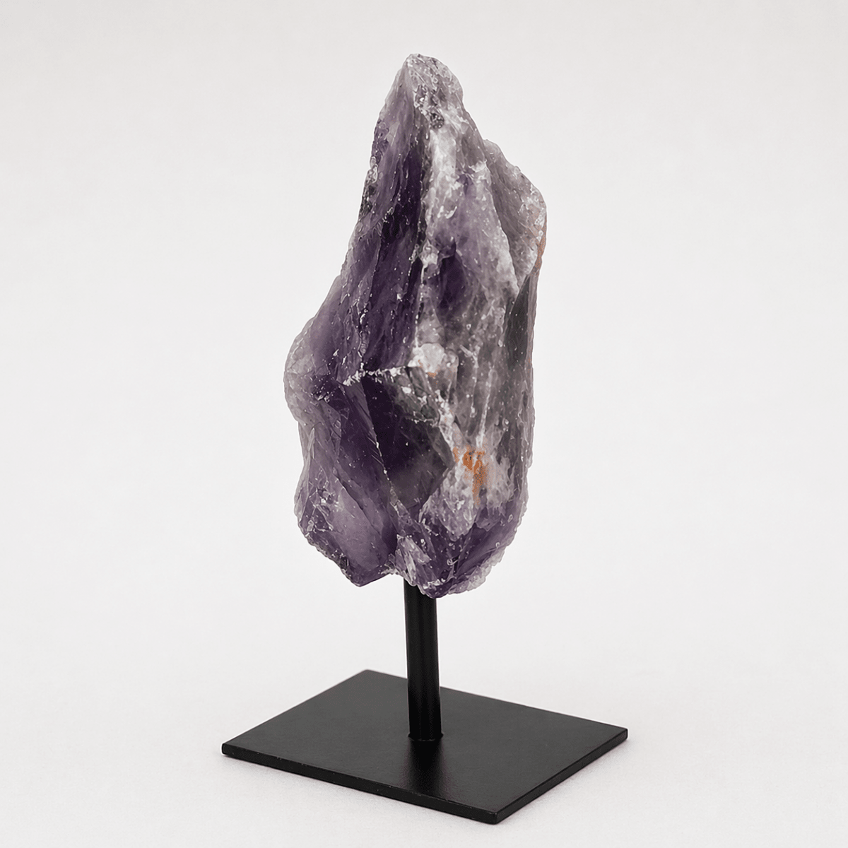 Raw Amethyst Crystal on Metal Stand — Natural Home Décor