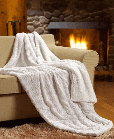 White Ivory Polar Faux Fur Sherpa Throw Blanket